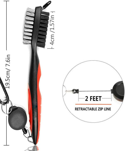 Golf Tool Set with Club Groove Sharpener, Retractable Brush, Cleaner for Wedges & Irons