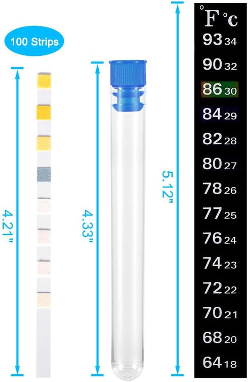 8 in 1 Aquarium Test Kit - Accurate Water Quality Testing Strips for Fish Tank (100 Strips)