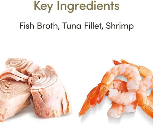 2.12 oz., 18 Applaws Natural Tuna Flakes with Shrimp in Gravy Wet Cat Food, Case