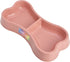 Lightweight Small Dog Puppy Cat Food and Water Bowls, 6 oz Double Pink Plastic Portable Dish