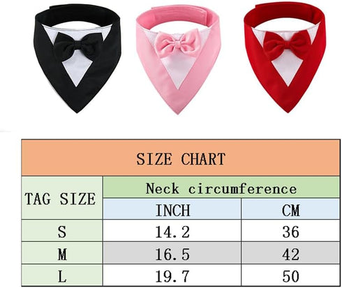 aoozleny Dog Tuxedo Formal Cat Wedding Bandana with Bow Tie - Pet Birthday Costume for Cats and Dogs (Pure Pink, Large)