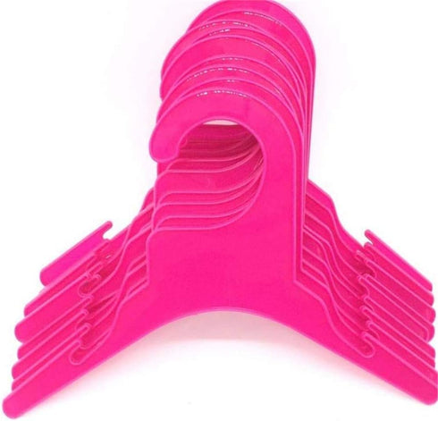 Pet Clothing Hanger, 10PCS Plastic Anti-Skid Rack for Small Animals (Pink, S)