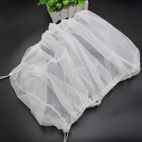 Adjustable Birdcage Seed Catcher, Soft Nylon Mesh Cover for Parrot Macaw Round Square Cage (118 x 32 Inch, White)