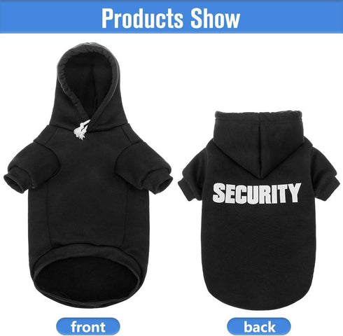 SCENEREAL Security Dog Hoodie Sweaters for Small Medium Large Dogs, Soft Cotton Brushed Fleece Coat with Hat, Classic