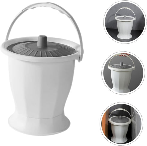 SOPOTUTU Portable Chamber Pot with Lid for Adults Reusable Spittoon Urinal Bucket for Home and Travel Durable Plastic