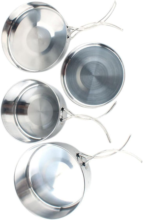 balacoo 4pcs Portable Stainless Steel Camping Cookware Set Combination Cooking Outdoor Cooking