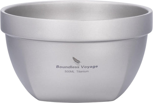 Boundless Voyage Titanium Double Walled Bowl - Ultralight Portable Tableware for Oatmeal,