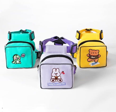 Dog Cute Plush Backpack with Pocket, Adjustable Dog Harness Vest with D-Ring for Cats Small Medium Dogs, Cartoon
