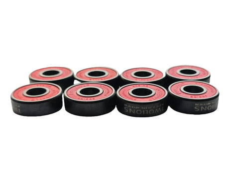 Twolions High Rev 608RS Hybrid Black Ceramic Bearings - Pack of 8 for Inline Skate, Skateboard or Scooter
