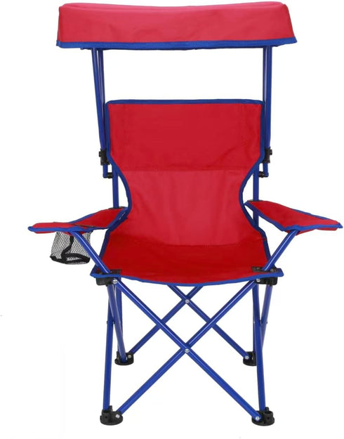 Generic Canopy Camp Chair with Safety Lock, Steel Frame with Cup Holder Portable Carry Bag for Outdoor Events Red/Blue
