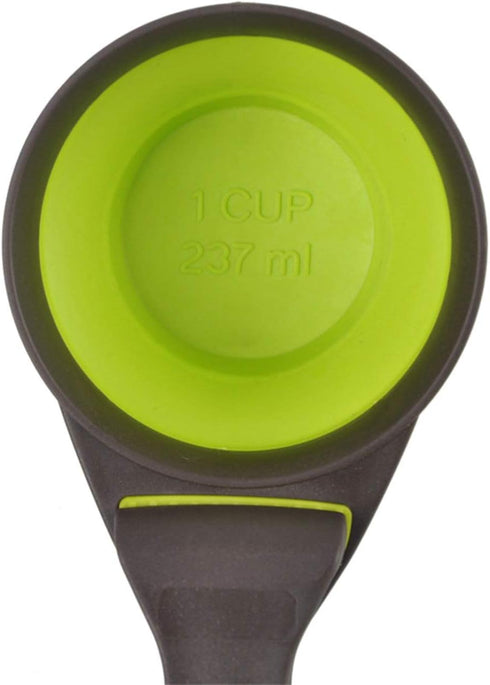 Collapsible Pet Scoop Silicone Measuring Cups Set, 3 in 1 Multi-Function Scoop Bowls Bag Clip for Dog Cat Food