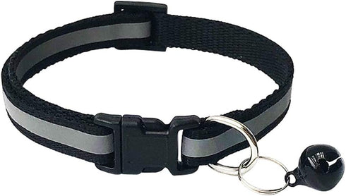 CHBORCHICEN 2-Pack Adjustable Footprint & Reflective Cat Collar with Bell - Basic Dog Cat Collar (Small, Black)