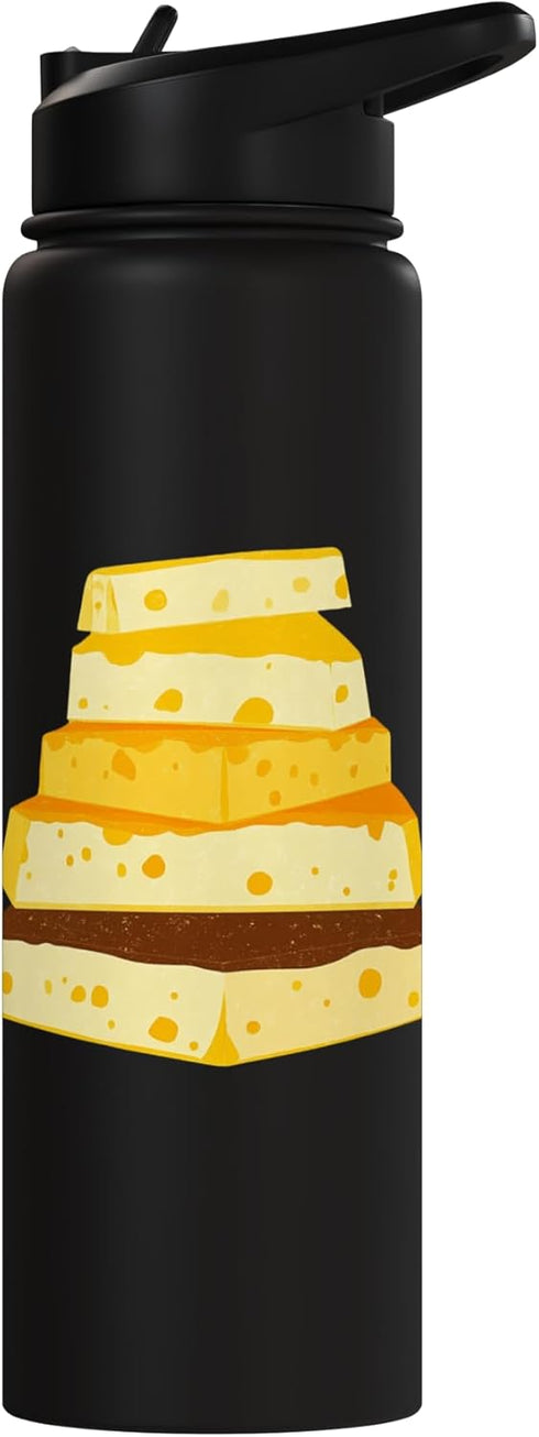 Nostalgic Cheese Lover Design Cheese Block Pyramid For Food Enthusiasts Stainless Steel Insulated Water Bottle