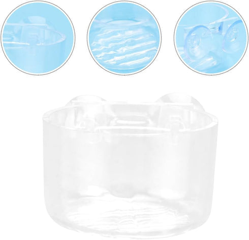 VOSAREA Acrylic Aquarium Feeder Bowl with Suction Cup Red Worm Fish Feeder Container Multi-Function Fish Food Holder