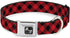 Buckle-Down Dog Collar, Seatbelt Buckle Diagonal Buffalo Plaid Black/Red, 1.5" Wide, Fits 16-23" Neck