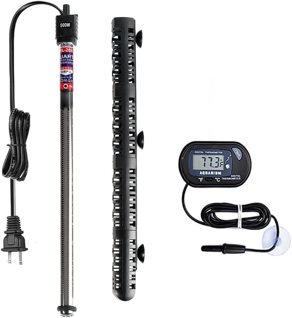 Soyon 500W Aquarium Heater, Adjustable Temperature Submersible Water Heater for 80-100 Gallon Fish Tanks (500W with