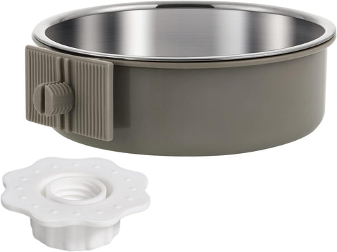 POPETPOP No Spill Crate Water Bowl: Removable Stainless Steel Dog Bowl for Cat, Puppy, Rabbit, Pet Kennel Cage