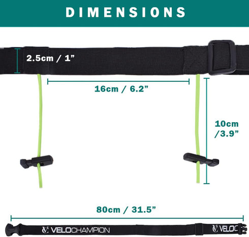 VeloChampion Running Waistpack Belt – Elastic Stretch Fit with Clip Fastening for Triathlon and Marathon