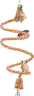 SunGrow Rope Perch for Parrots, 59” Long Bungee Bird Toy, Brightly Colored with Jingling Bell