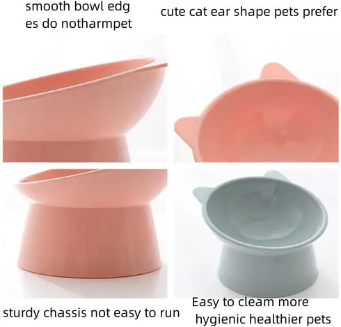 3pcs Elevated Cat Bowls, Raised Feeding Bowls with Stand, Anti Vomit Cat Food Bowl, Tilted Cat Feeder Dishes