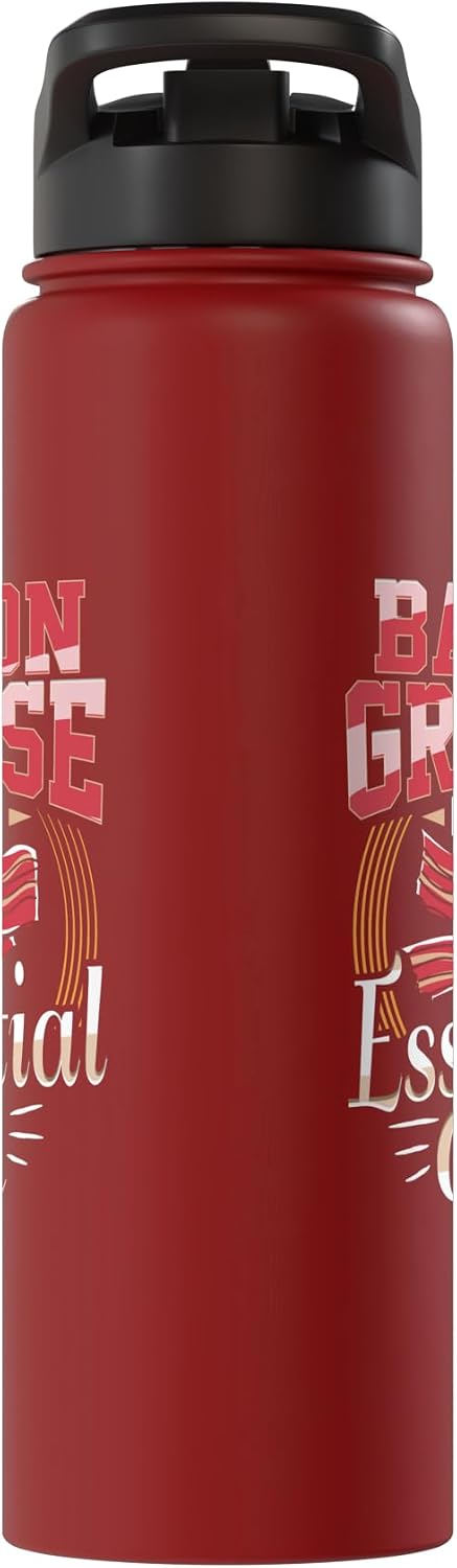 Bacon Lover Apparel Bacon Grease Is My Essential Oil Funny Foodie Stainless Steel Insulated Water Bottle
