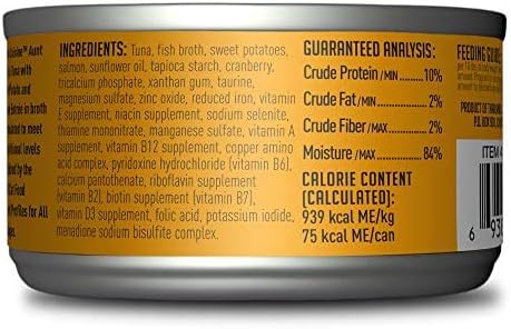 PETITE CUISINE Grain Free Wet Cat Food, Aunt Molly's Tuna and Salmon with Sweet Potato, 2.8oz, 24 cans
