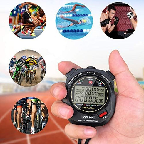 Professional Digital Timer Stopwatch, Sports Stopwatch with Countdown Timer, 100 Lap Memory, Water Resistant