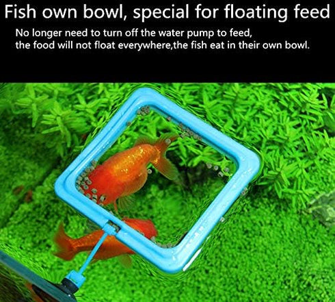 2 Pcs Fish Feeding Ring, Blue Floating Food Feeder Circle with Suction Cup for Aquarium, for Guppy, Betta, Goldfish