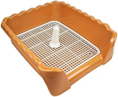 Lutema Training Dog Potty Tray for Small & Medium Puppies - Orange Brown