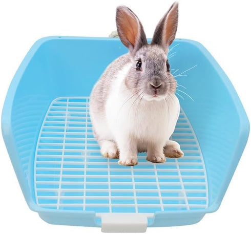 kathson Rabbit Litter Box Toilet, Plastic Square Bunny Corner Litter Box, Pet