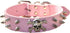 Studded Dog Collar, 2 Rows Rivets Spiked PU Leather Collar for Medium and Large Dogs (L:17-20inch, Pink)