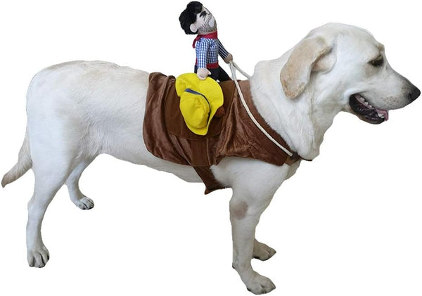 SEIS Pet Riding Costume Novelty Pet Supplies - Cowboy Rider Dog Apparel for Halloween (XL)