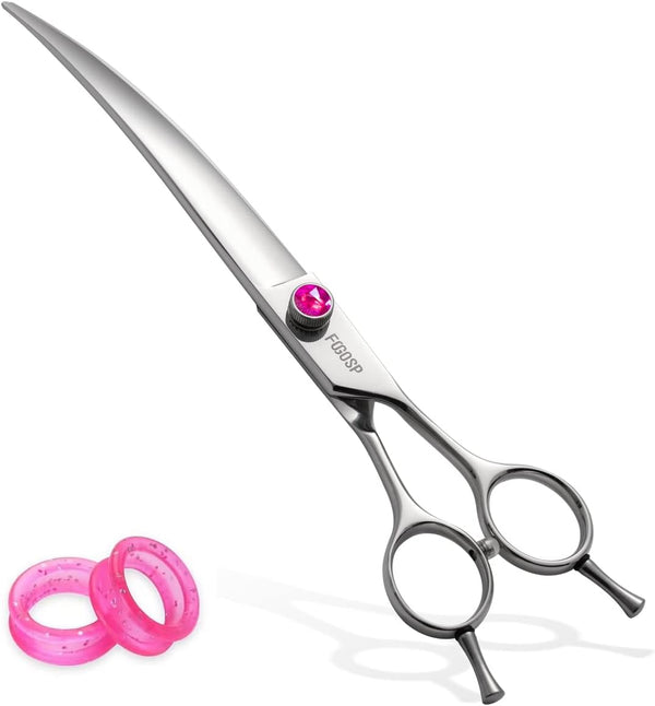 Curved Scissors for Dog Grooming, 7 inch 30° Downward Professional Shears for Poodle Pet Cat Face, Japan 440C Stainless