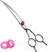 Curved Scissors for Dog Grooming, 7 inch 30° Downward Professional Shears for Poodle Pet Cat Face, Japan 440C Stainless