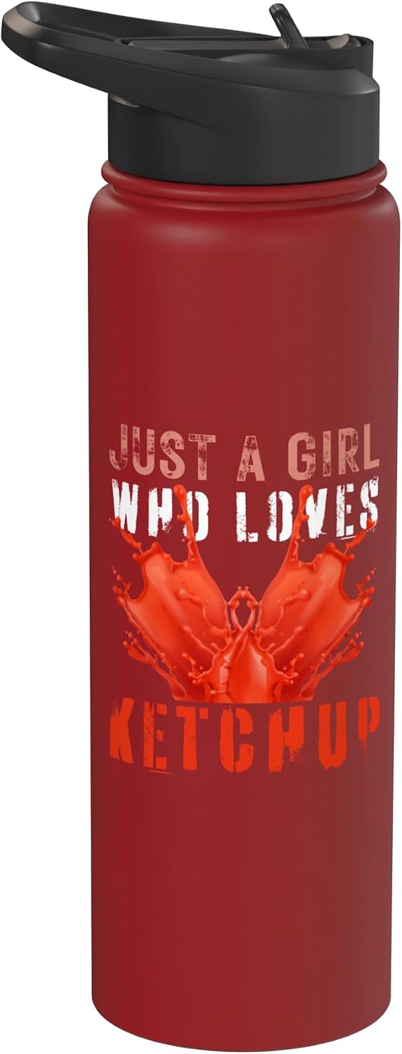 Just A Girl Who Loves ketchup Funny ketchup Lover Girls Stainless Steel Insulated Water Bottle