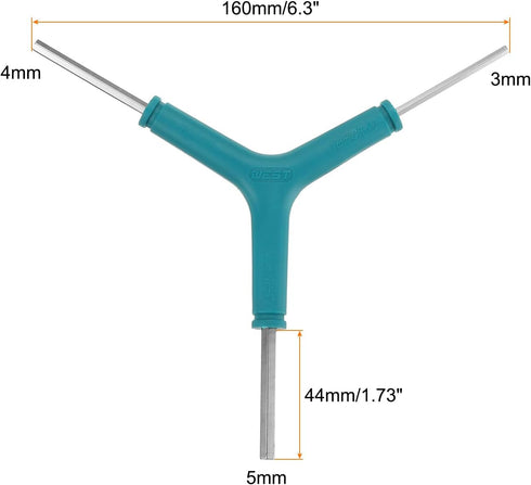 HARFINGTON 2pcs Y-Shaped 3 Way Bike Hex Wrench, 3/4/5mm Lengthen Rod Multi Portable Biking Repair Tools, Blue