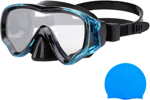 Kids Snorkel Gear Diving Mask with Anti-Fog and Anti-Leak Swimming Goggles for Children 4-14 Age Waterproof Tempered
