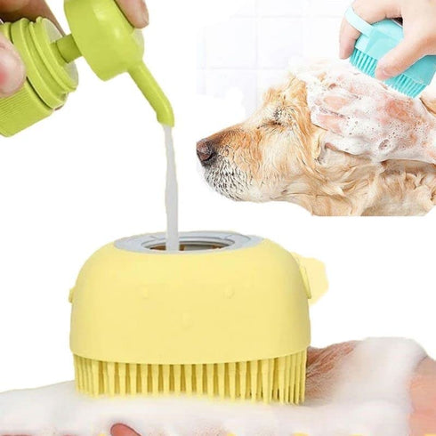 3pack Dog Bath Brush - Soft Silicone Shampoo Brush for Pet Grooming and Bath Massage with Dispenser