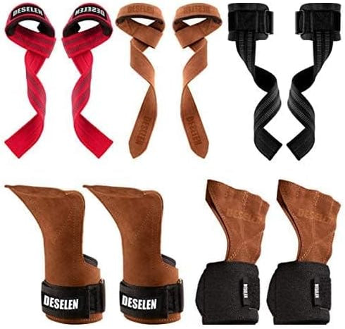 Leather Weightlifting Straps with Thick Soft Sponge Lining, Pair for Gym Workout
