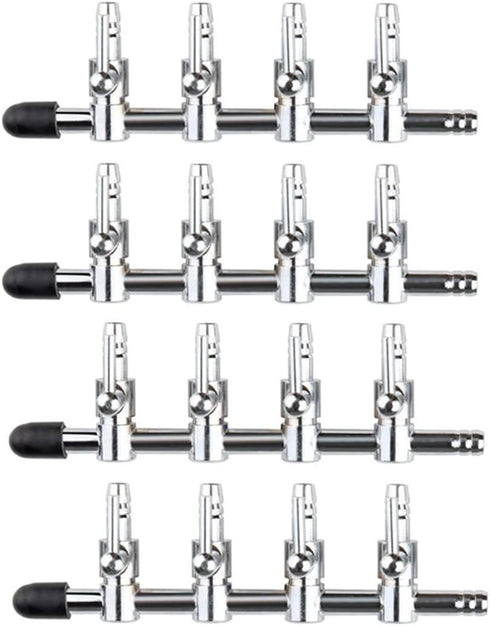Aquarium Air Valve 4 Way Inline Manifold Pump Tubing Splitter Lever Control Valve, 4-Pack