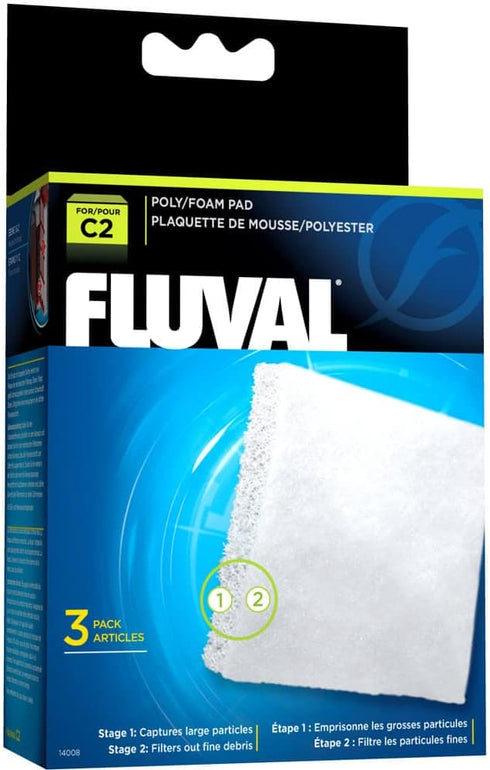 Fluval C2 Poly Foam Pad, Replacement Aquarium Filter Media, 3-Pack, 14008