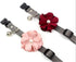 Geranium Flower Cat Dog Collar Bow Tie, Nylon Puppy Necklace with Pearl Bell, Adjustable Handmade (Red, Size M)