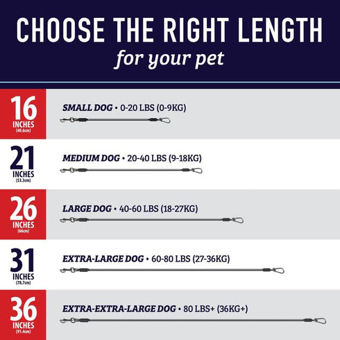 Leash Boss Dog Car Seat Belt Restraint - Heavy Duty No-Chew Car Seatbelt for Pets, 5 Sizes, 16 in
