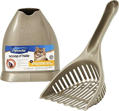 Petmate Scoop N' Hide Cat Litter Scoop with Holder, Brushed Nickel