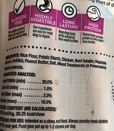 Dently Rawhide-Free Retriever Sticks with Real Peanut Butter, 1-10 Count 5" Sticks, Plus 1-Dog Waste Bag