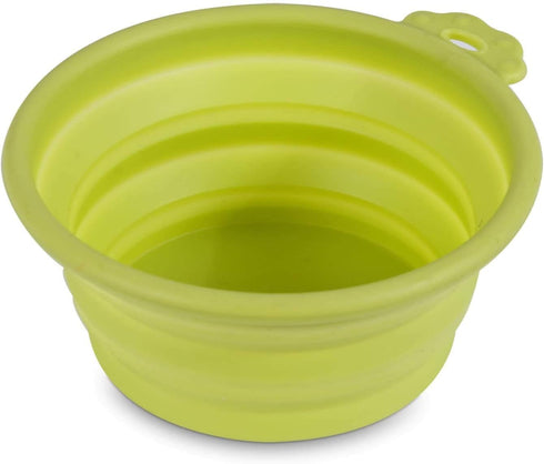 Petmate 3 Pack of Collapsible Silicone Travel Pet Bowls, 1.5 Cup Capacity Each, Go-Go Green