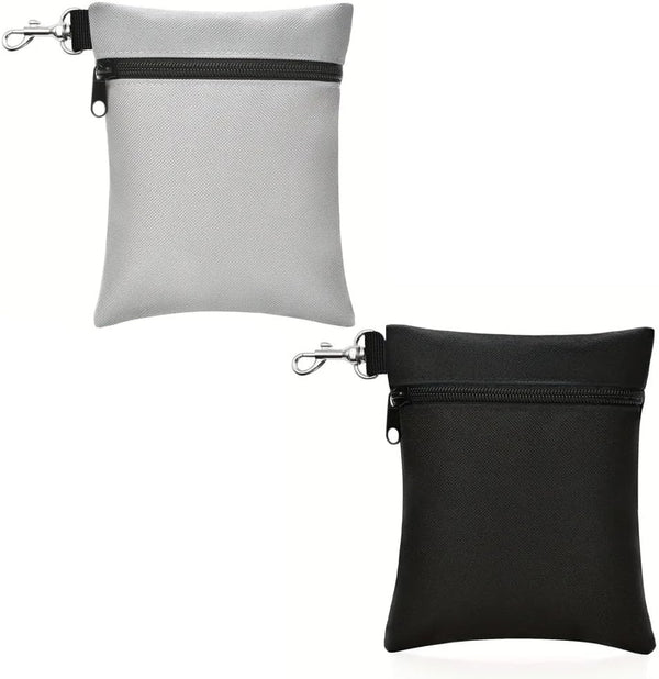 Golf Tee Pouch | Pack of 2 Golf Tee Bag | 5.24 X 6.42 Inch Zipper Golf Accessory Bag with Clip | Golf Bag Accessories