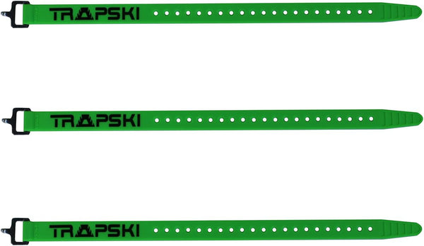 TRAPSKI Voile 15 Inch Aluminum Buckle Strap - Multi-Use Tension Strap for Skis, Bikes, Cargo (Green 3PK)