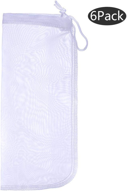 ALEGI Reusable 180 Micron Media Filter Bag, Extra Fine Drawstring Mesh Filter Bags (10"*3.9", 6 Pack)