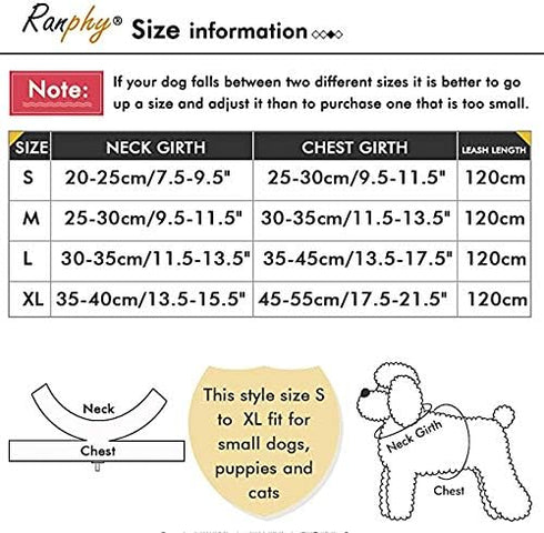 Ranphy Dog Harness and Matching Leash Set, Adjustable Bling Rhinestone No-Pull Puppy Vest for Yorkie Chihuahua Small
